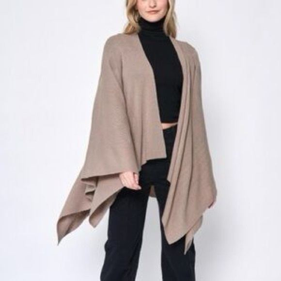 Do everything in love Sweaters - Do Everything in Love Brown with Colorful Plaid Open Front Poncho